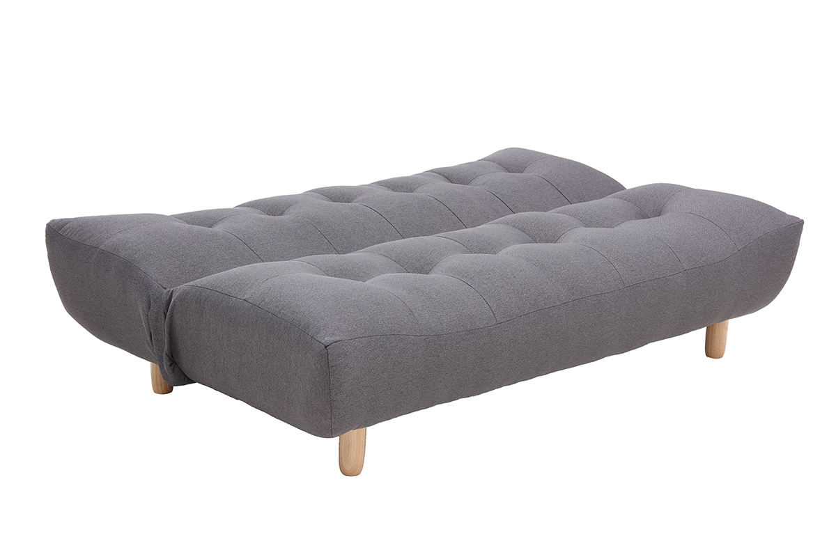 Design-Schlafsofa skandinavisch Dunkelgrau und Eiche YUMI