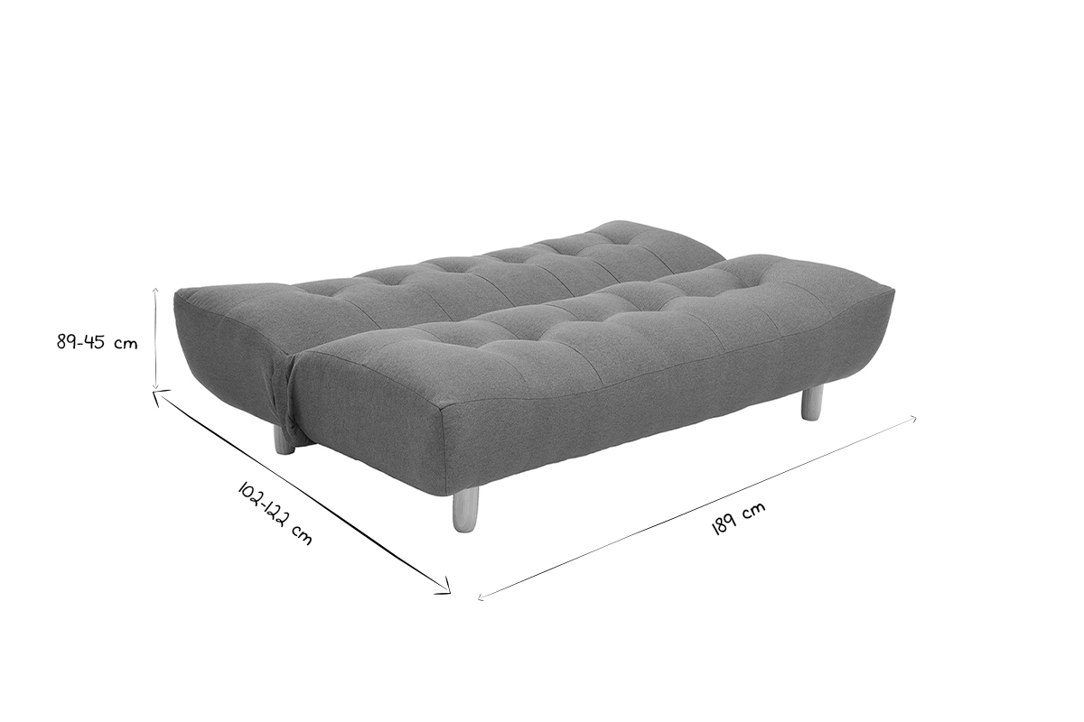 Design-Schlafsofa skandinavisch Dunkelgrau und Eiche YUMI