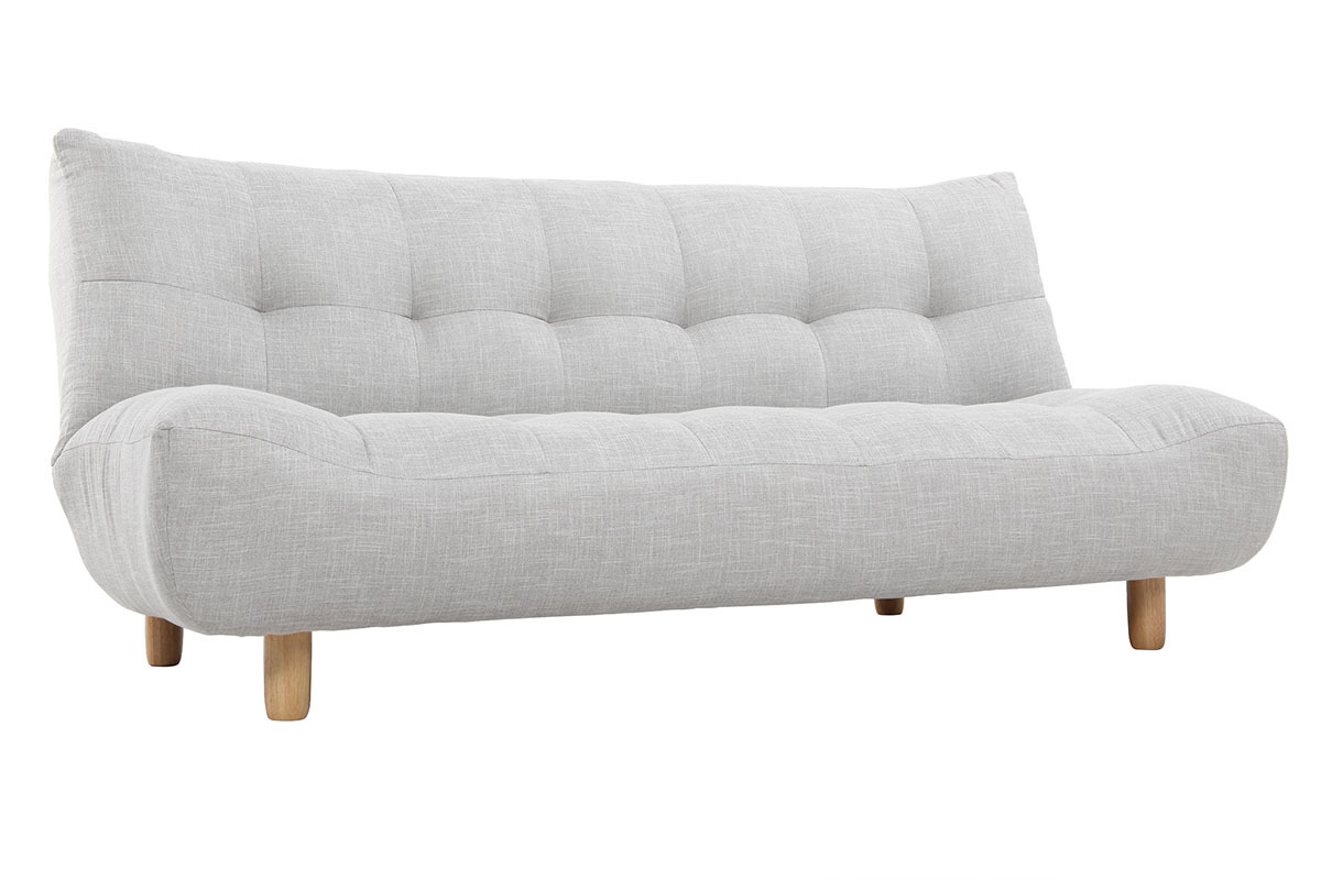 Design-Schlafsofa skandinavisch Hellgrau und Eiche YUMI