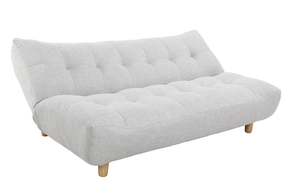 Design-Schlafsofa skandinavisch Hellgrau und Eiche YUMI