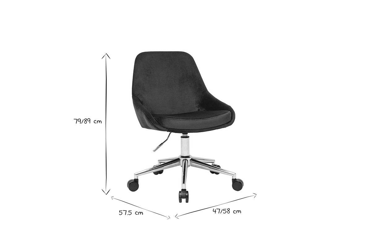 Design-Schreibtisch aus petrolblauem Samtstoff und schwarzem Metall 360 drehbar HOLO