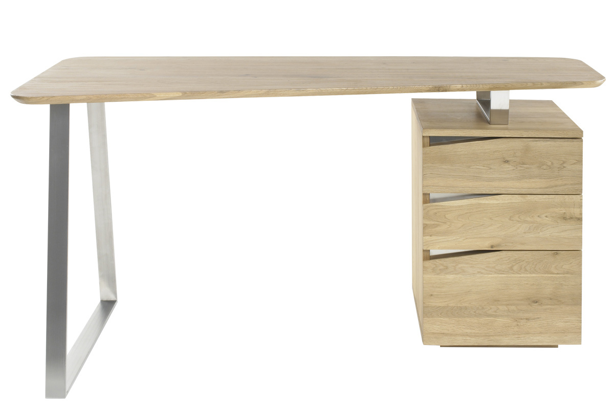 Design Schreibtisch Mit Stauraum Metall Und Holz L150 Janis Miliboo