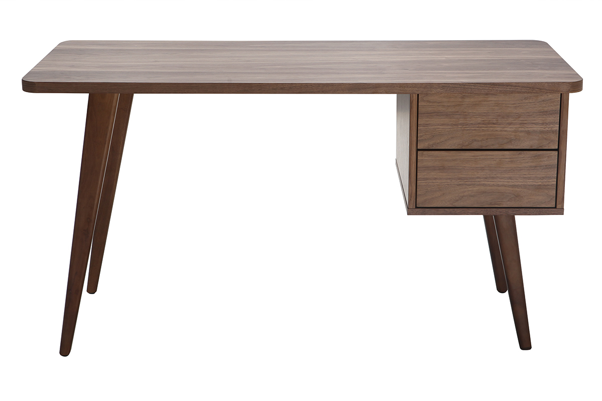 Design-Schreibtisch Nussbaum L140 cm FIFTIES