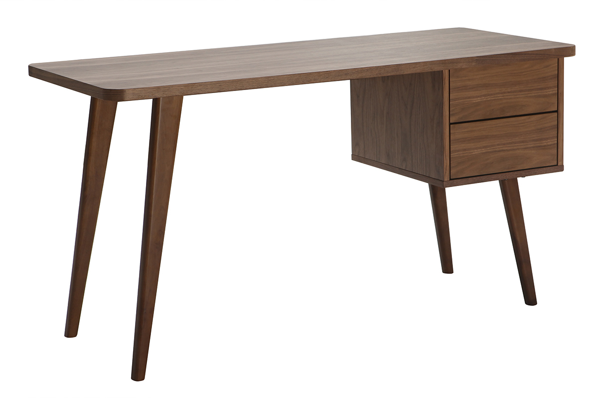 Design-Schreibtisch Nussbaum L140 cm FIFTIES