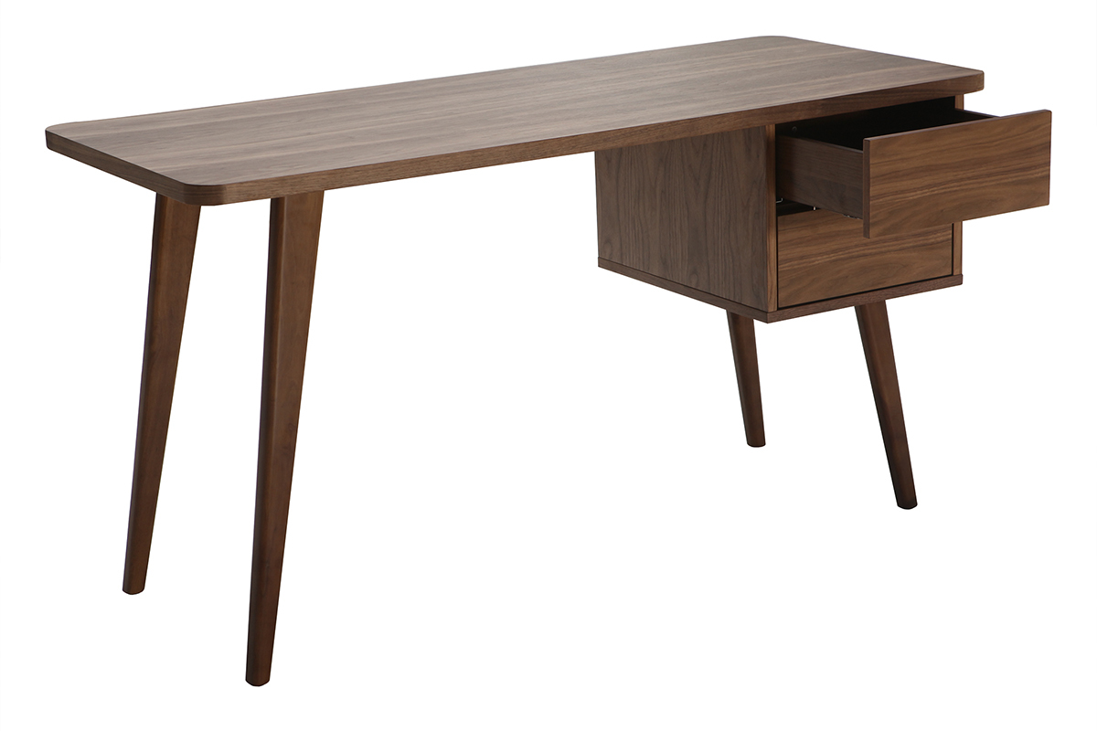 Design-Schreibtisch Nussbaum L140 cm FIFTIES