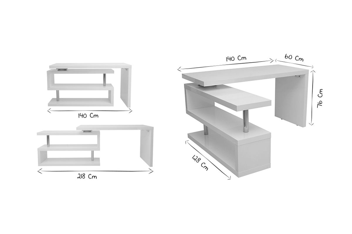 Design-Schreibtisch wei lackiert verstellbar MAX