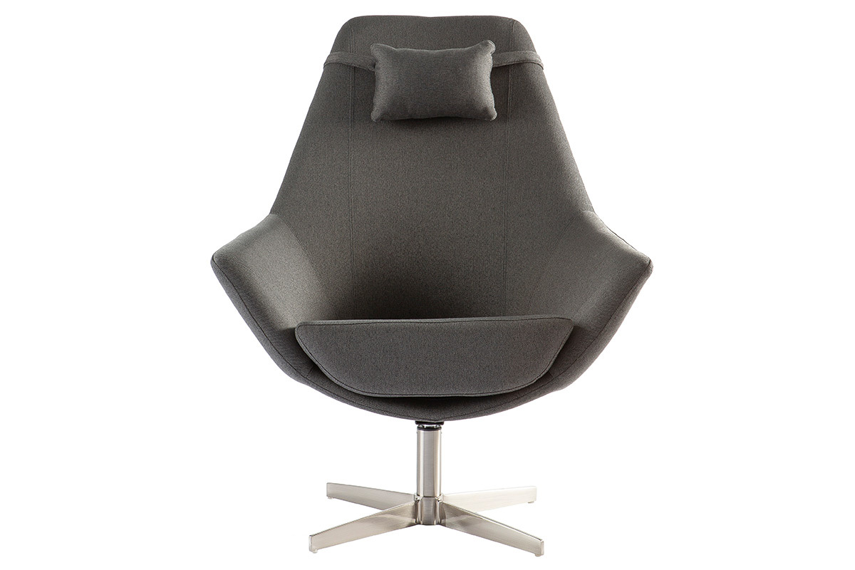 Design-Sessel Polyester Dunkelgrau Aluminium-Sternfu AMADEO