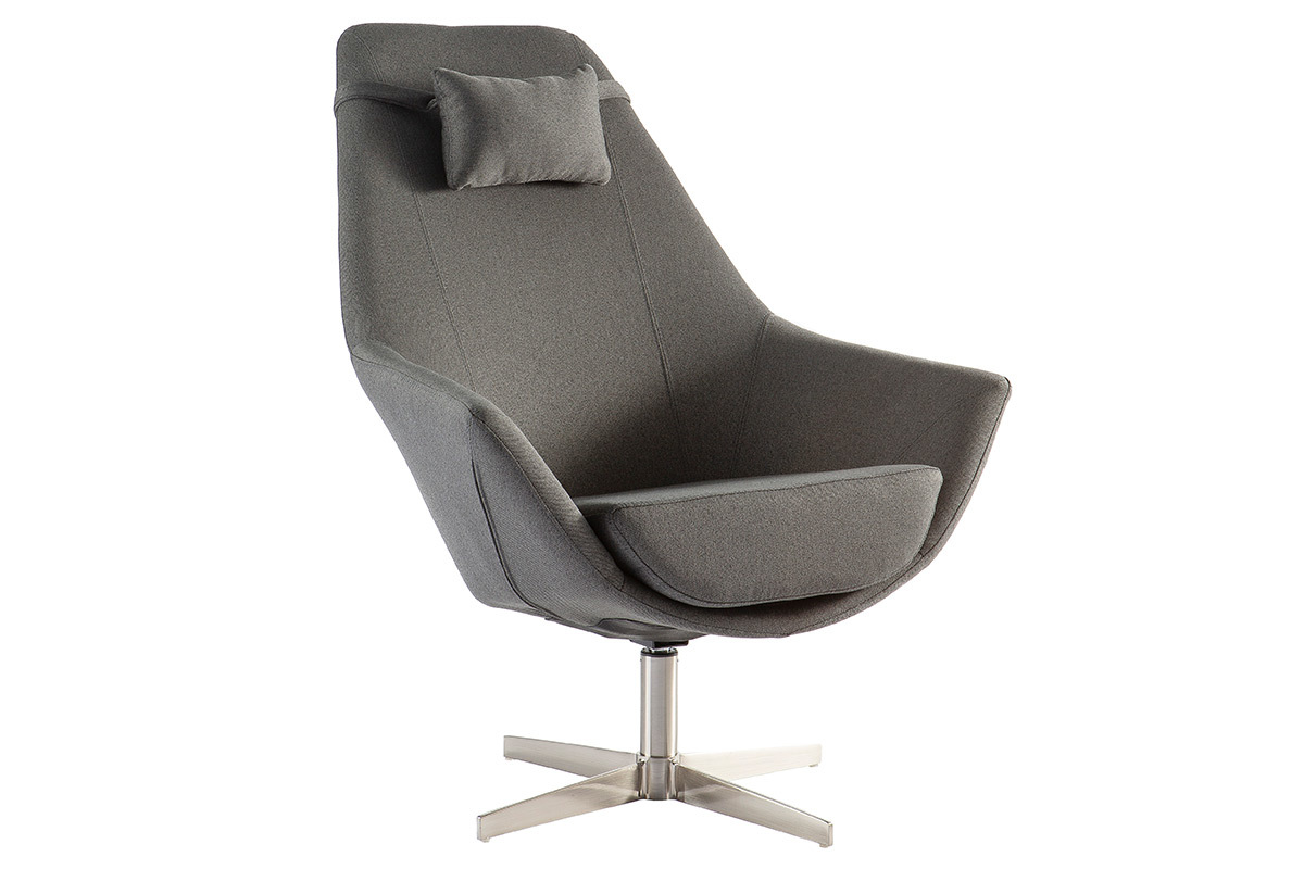 Design-Sessel Polyester Dunkelgrau Aluminium-Sternfu AMADEO