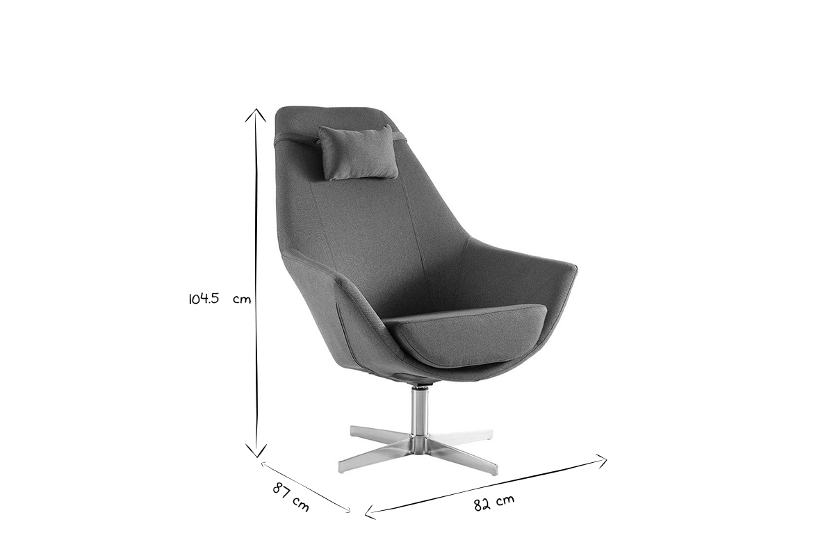 Design-Sessel Polyester Dunkelgrau Aluminium-Sternfu AMADEO