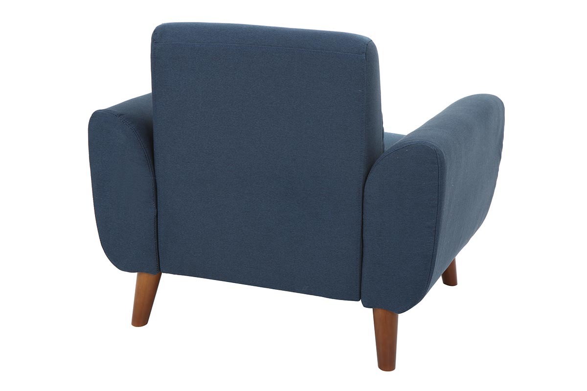 Design-Sessel Stoff Blau und Fe Nussbaum EKTOR