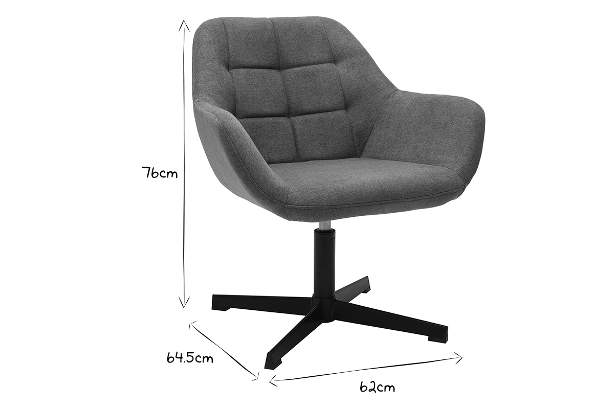 Design-Sessel Stoff mit Samteffekt in Grau und schwarzem Metall DARWIN