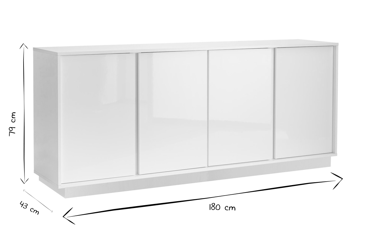 Design-Sideboard glnzend wei lackiert L180 cm COMO