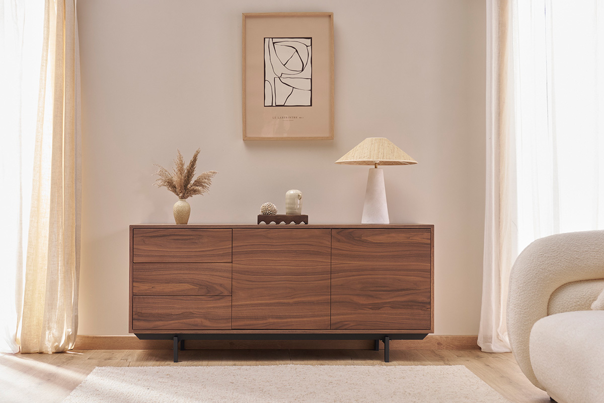 Design-Sideboard Vintage 160 cm Nussbaum MANNY