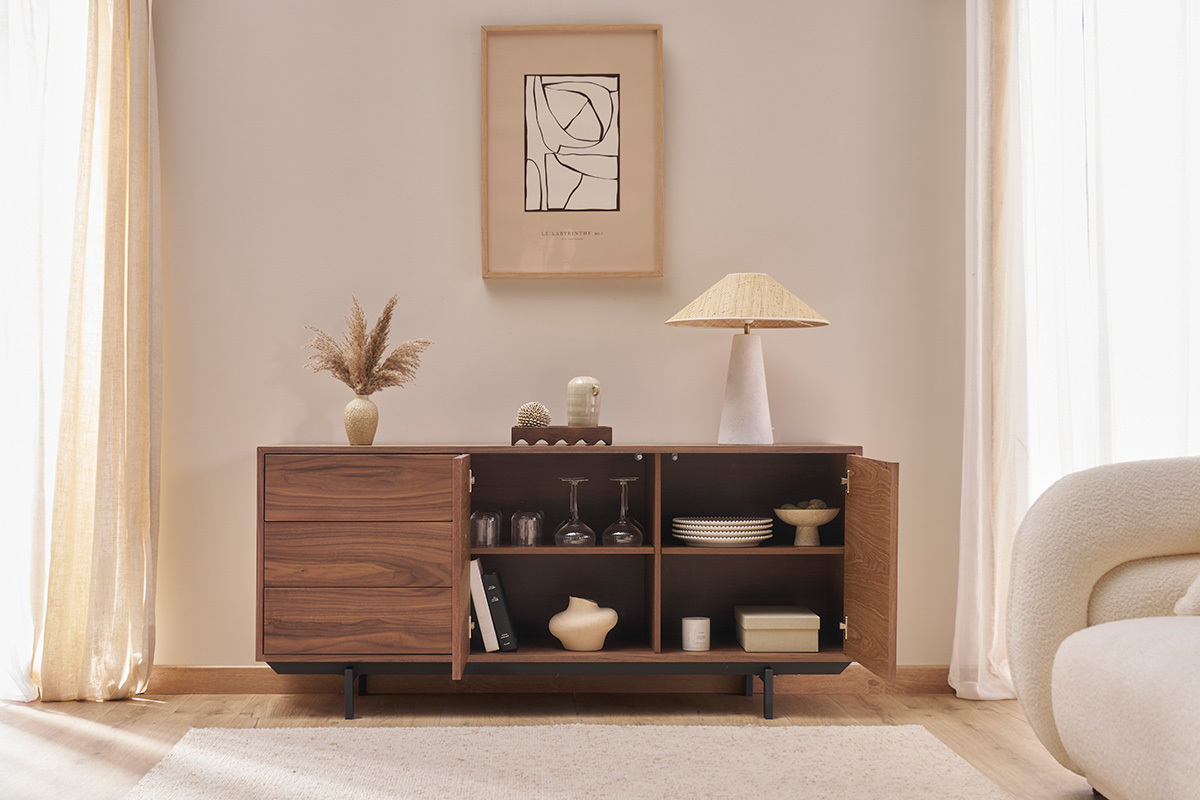 Design-Sideboard Vintage 160 cm Nussbaum MANNY