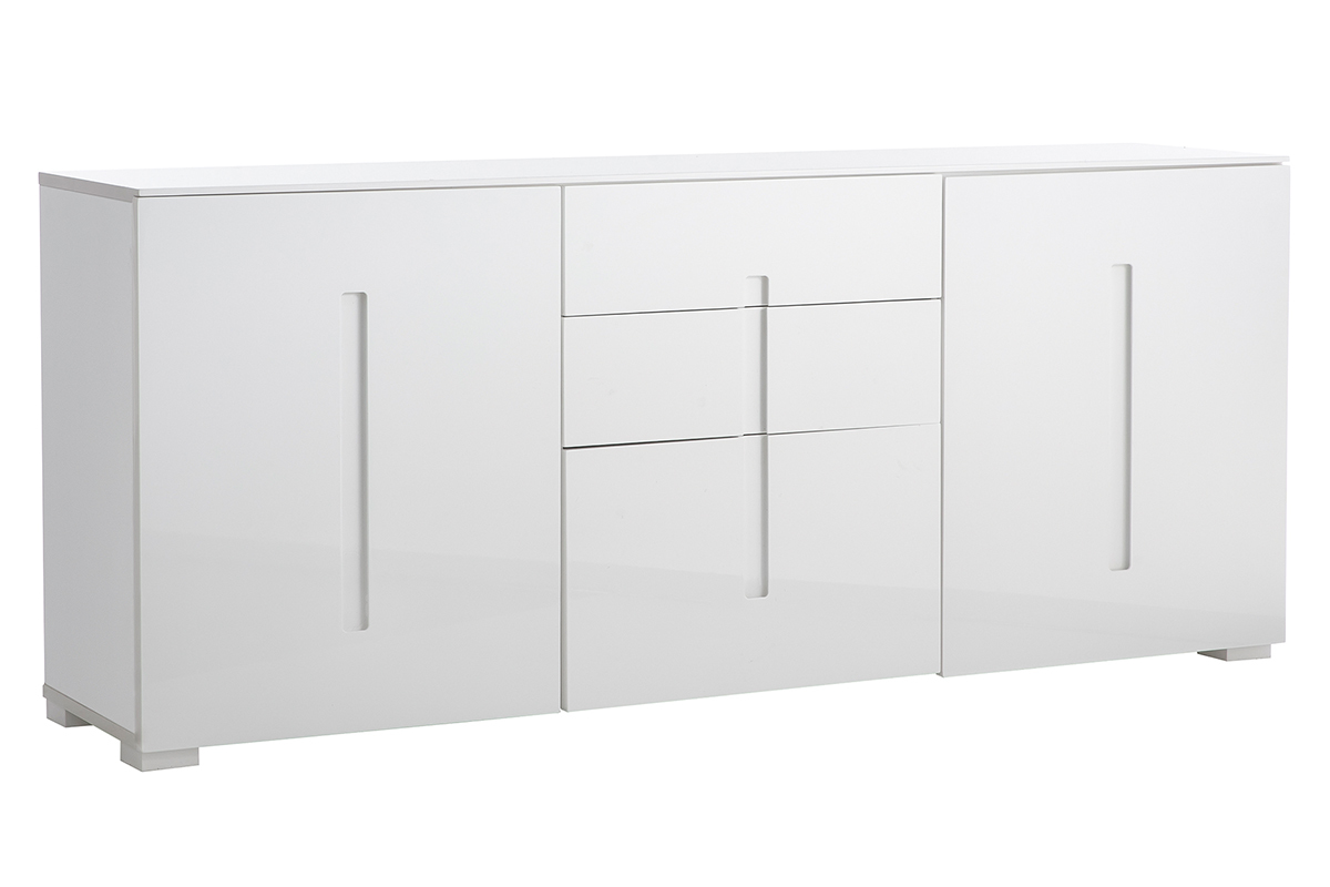 Design-Sideboard Wei lackiert 2 Tren 3 Schubladen TED