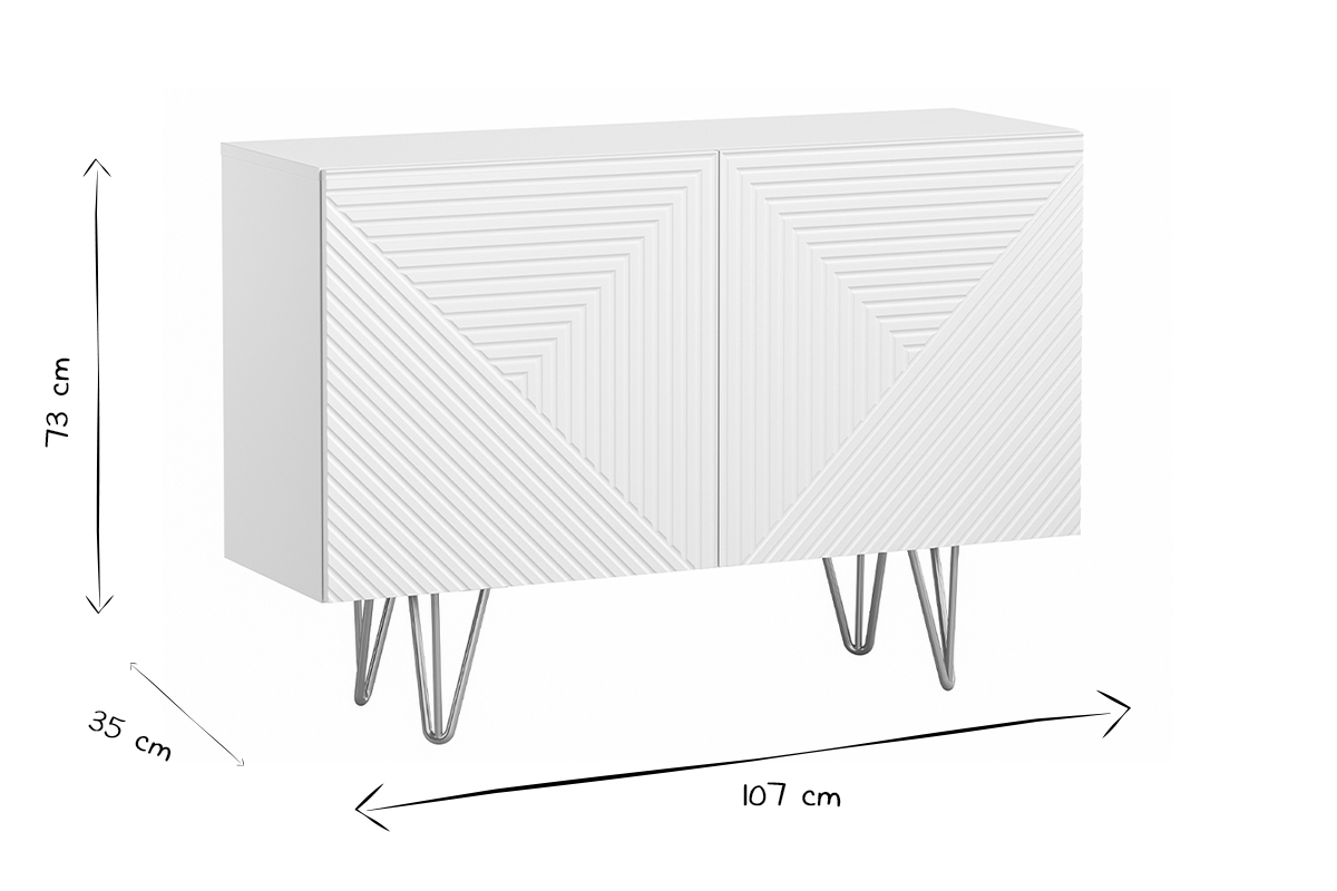 Design-Sideboard wei und goldfarben mit 2 Tren B107 cm OZEN