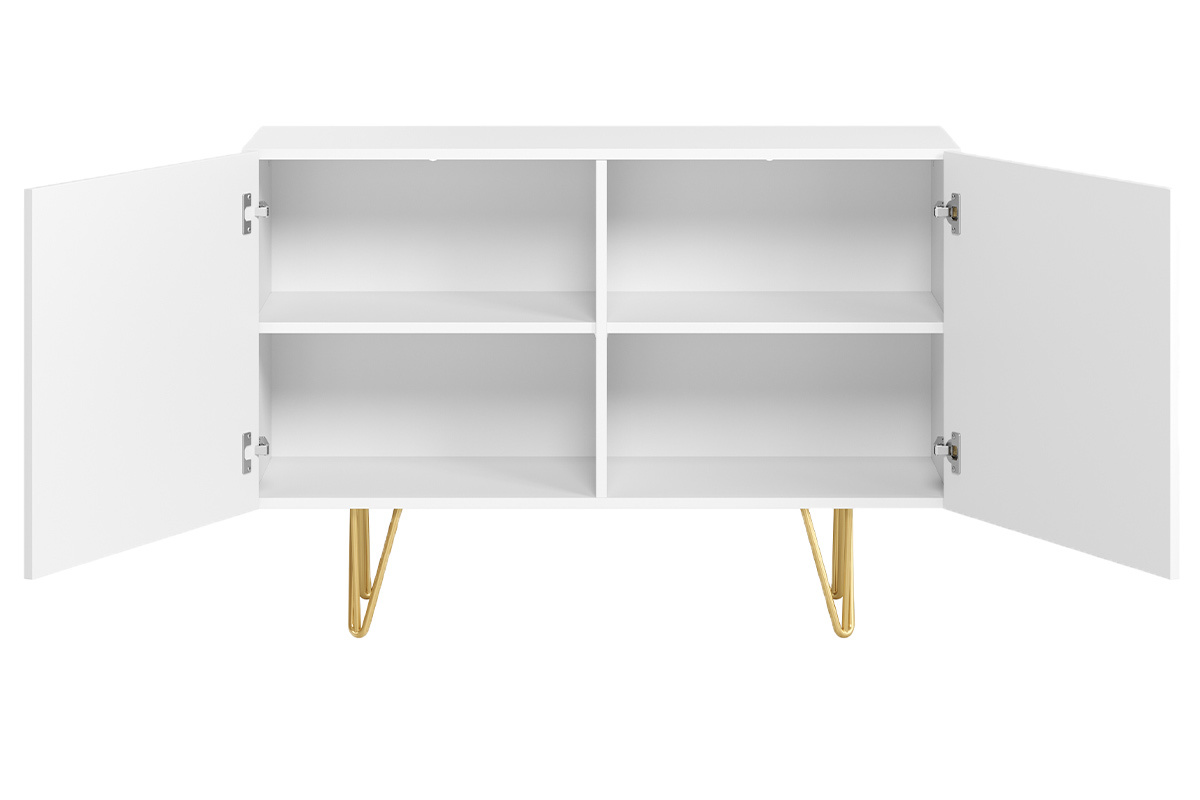 Design-Sideboard wei und goldfarben mit 2 Tren B107 cm OZEN