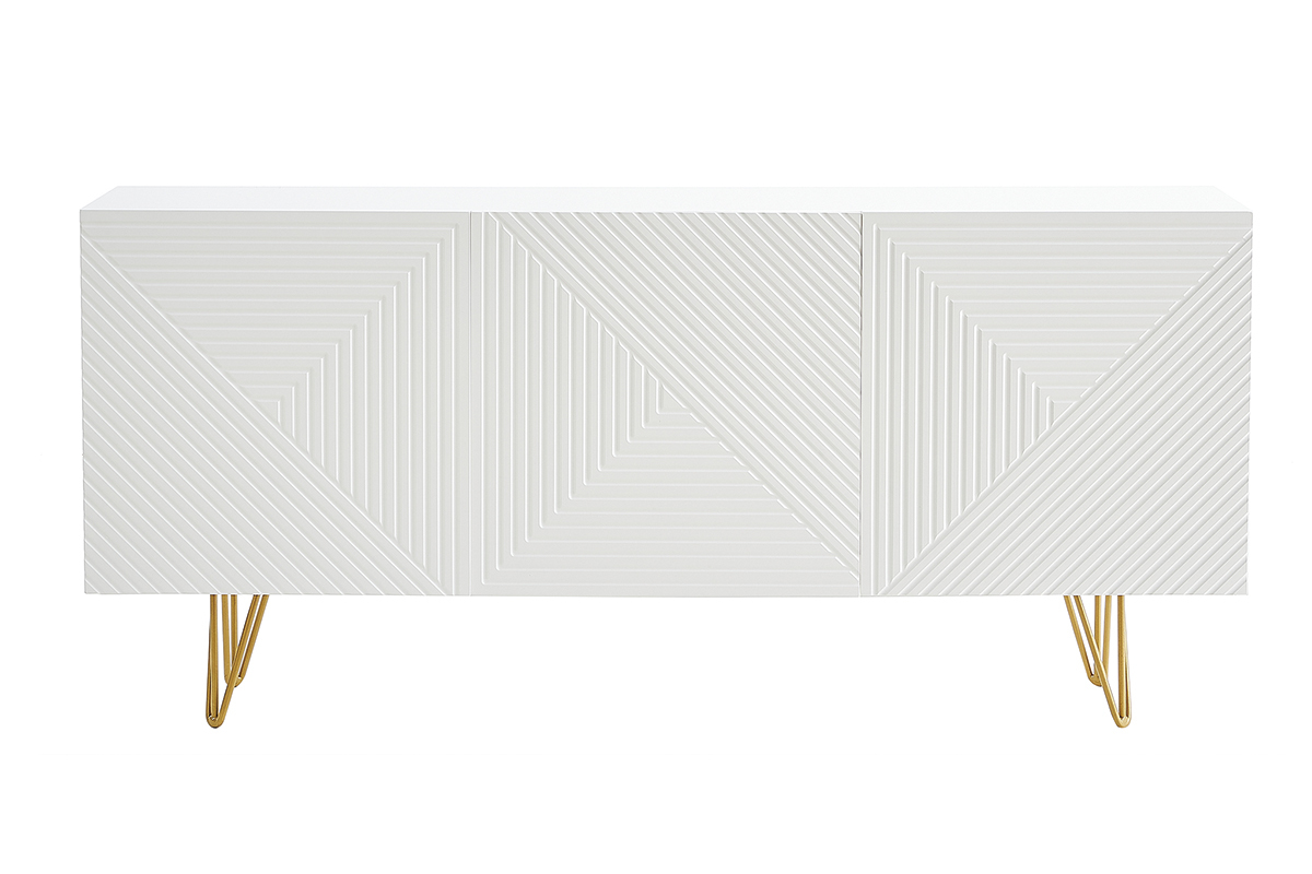 Design-Sideboard wei und vergoldet B160 cm OZEN