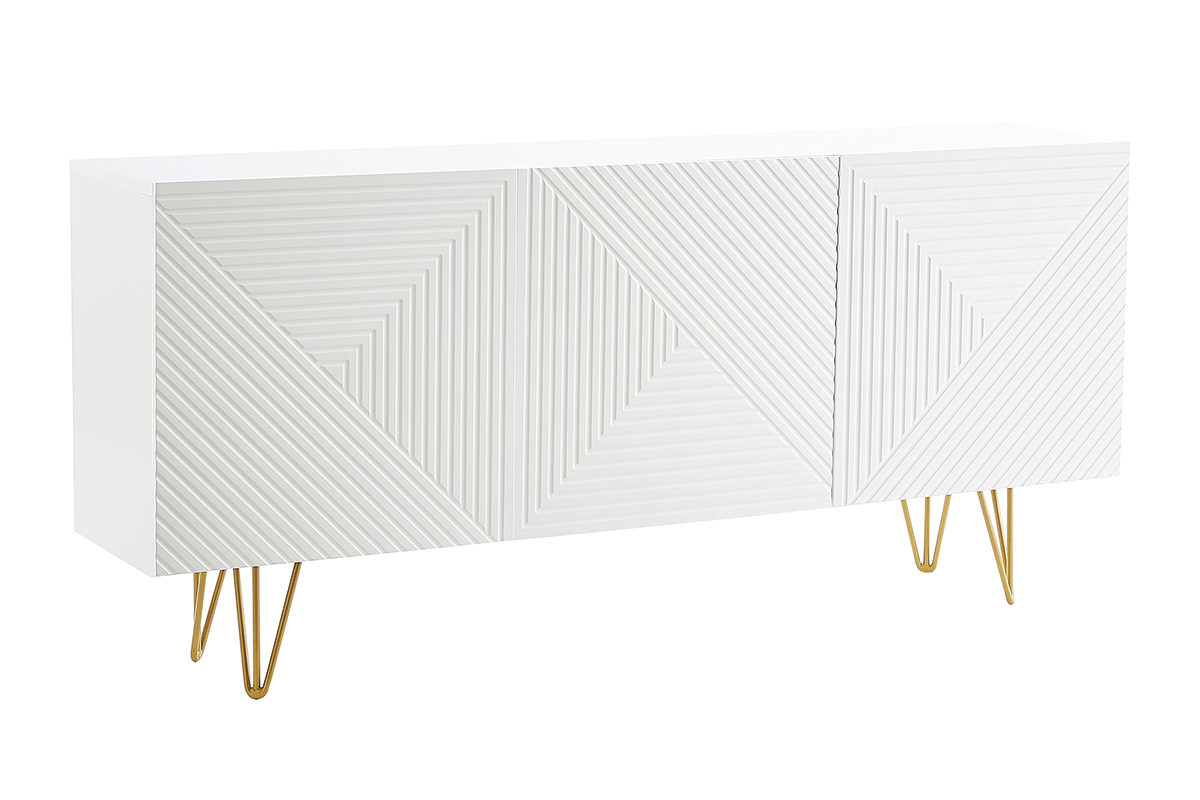 Design-Sideboard wei und vergoldet B160 cm OZEN