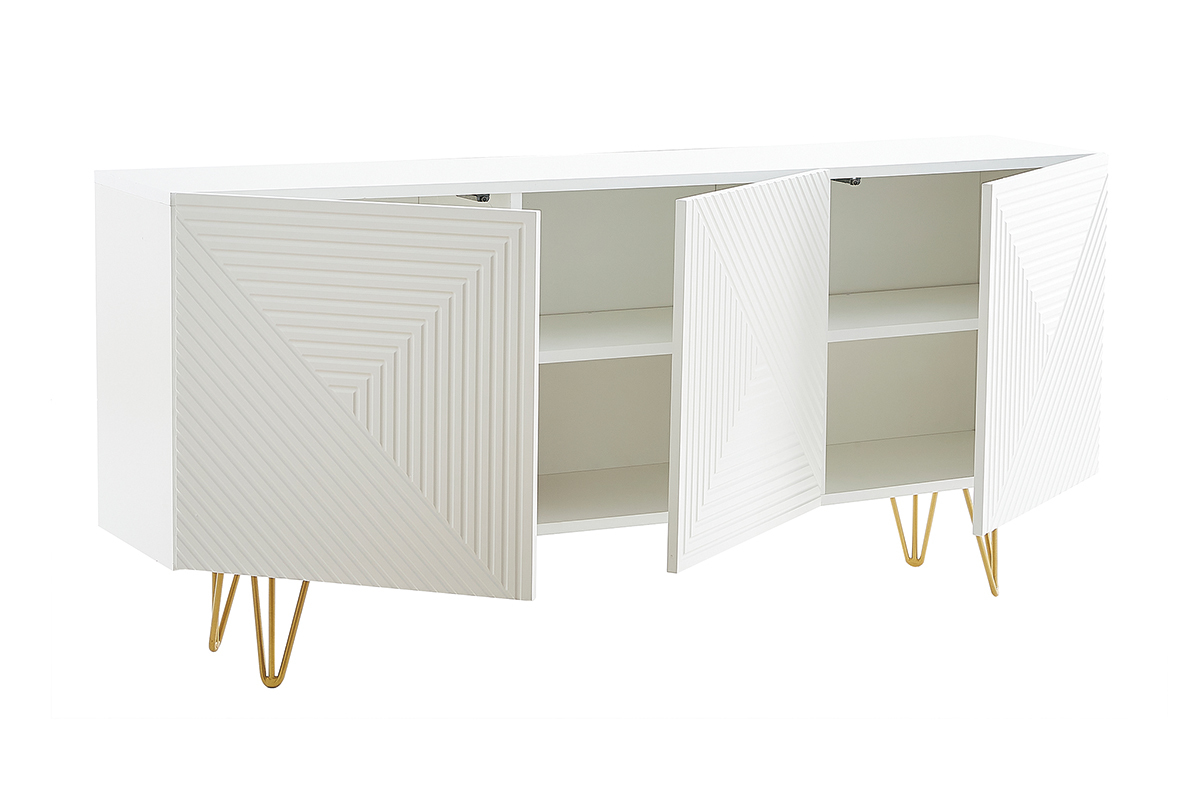 Design-Sideboard wei und vergoldet B160 cm OZEN