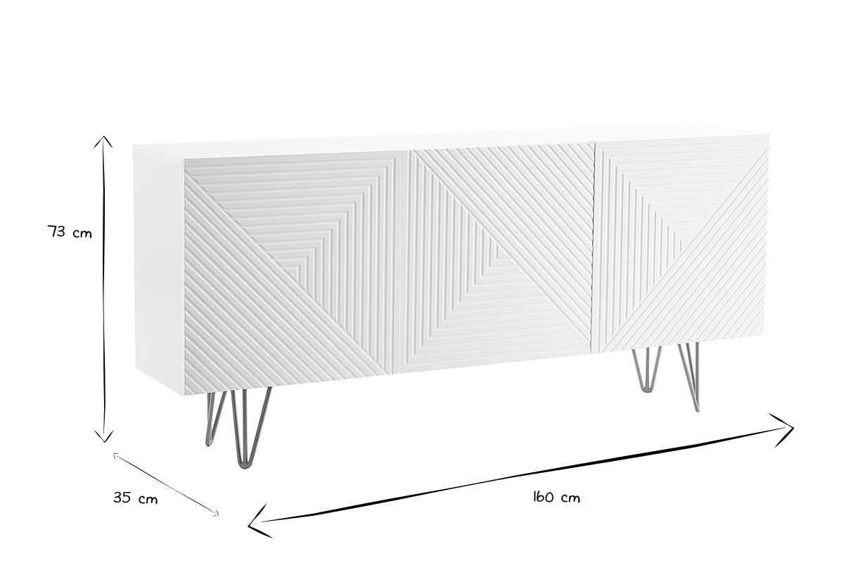 Design-Sideboard wei und vergoldet B160 cm OZEN