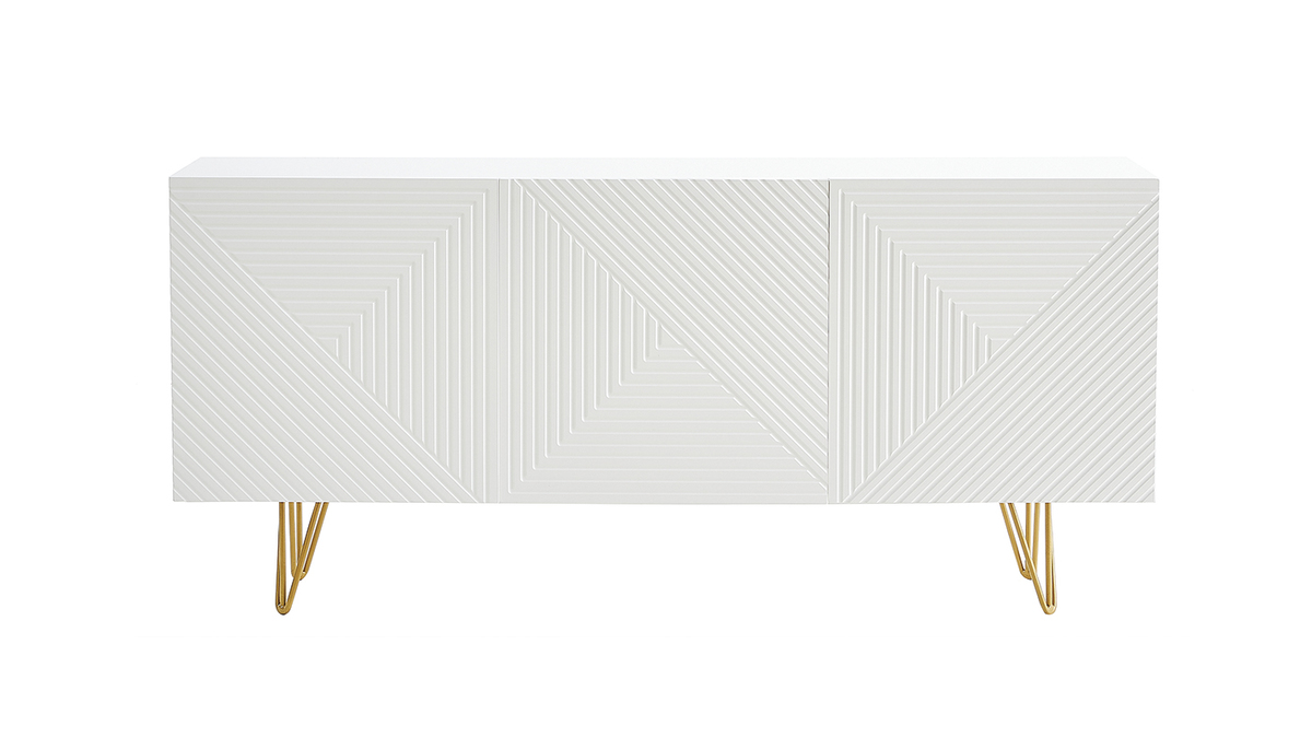 Design-Sideboard wei und vergoldet B160 cm OZEN