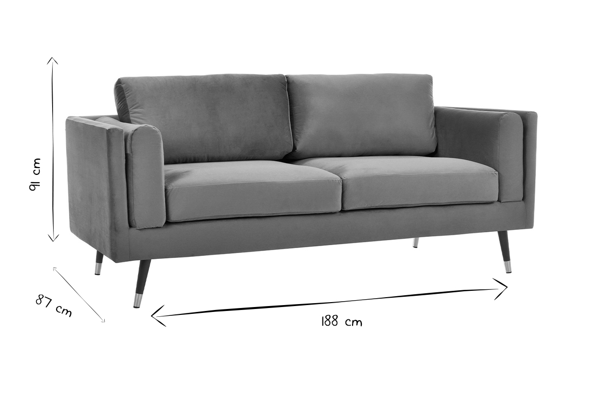 Design-Sofa 2/3-Sitzer in gelben Samtstoff, dunkles Holz und goldfarbenes Metall STING