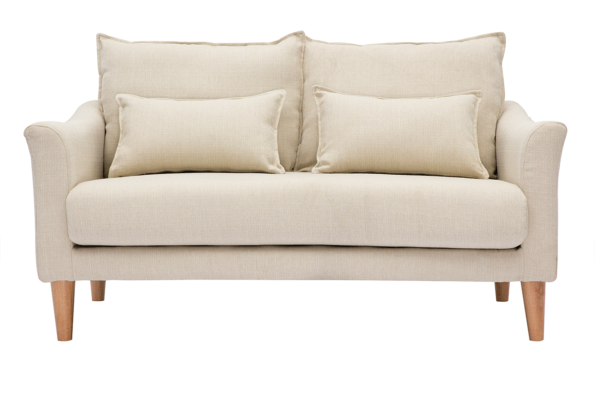 Design-Sofa 2 Pltze beiger Stoff KATE