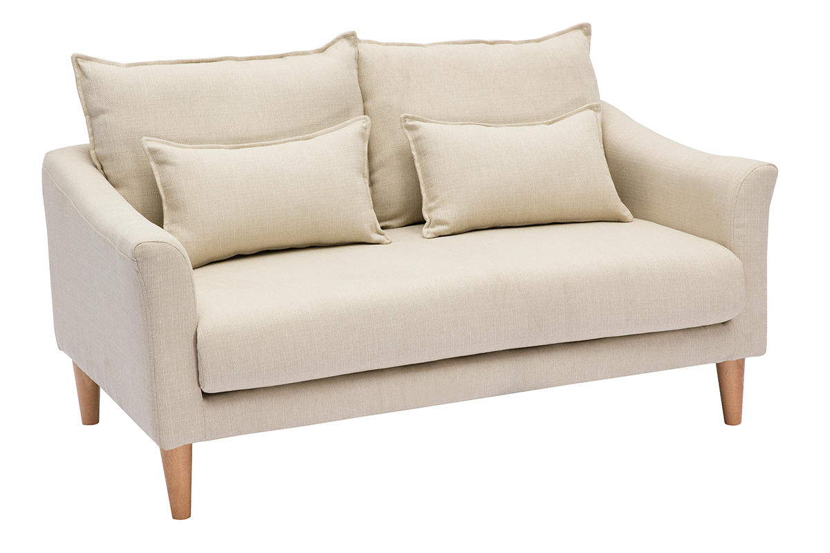 Design-Sofa 2 Pltze beiger Stoff KATE