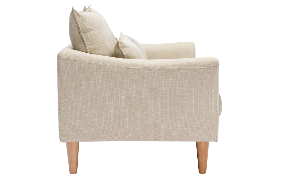 Design-Sofa 2 Pltze beiger Stoff KATE