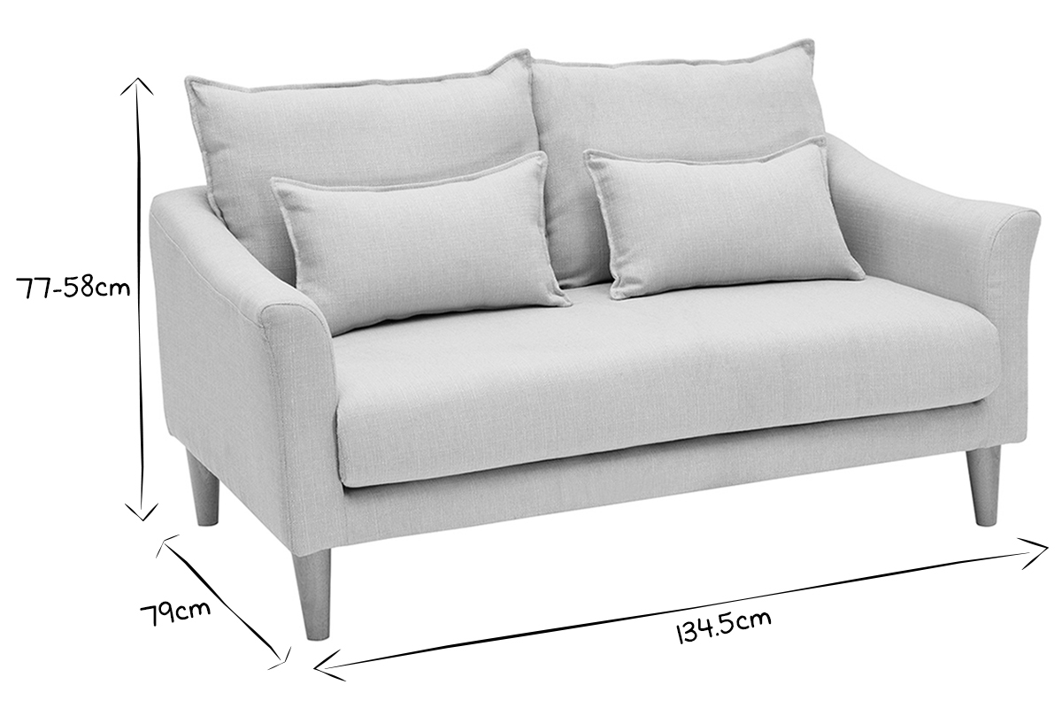 Design-Sofa 2 Pltze beiger Stoff KATE