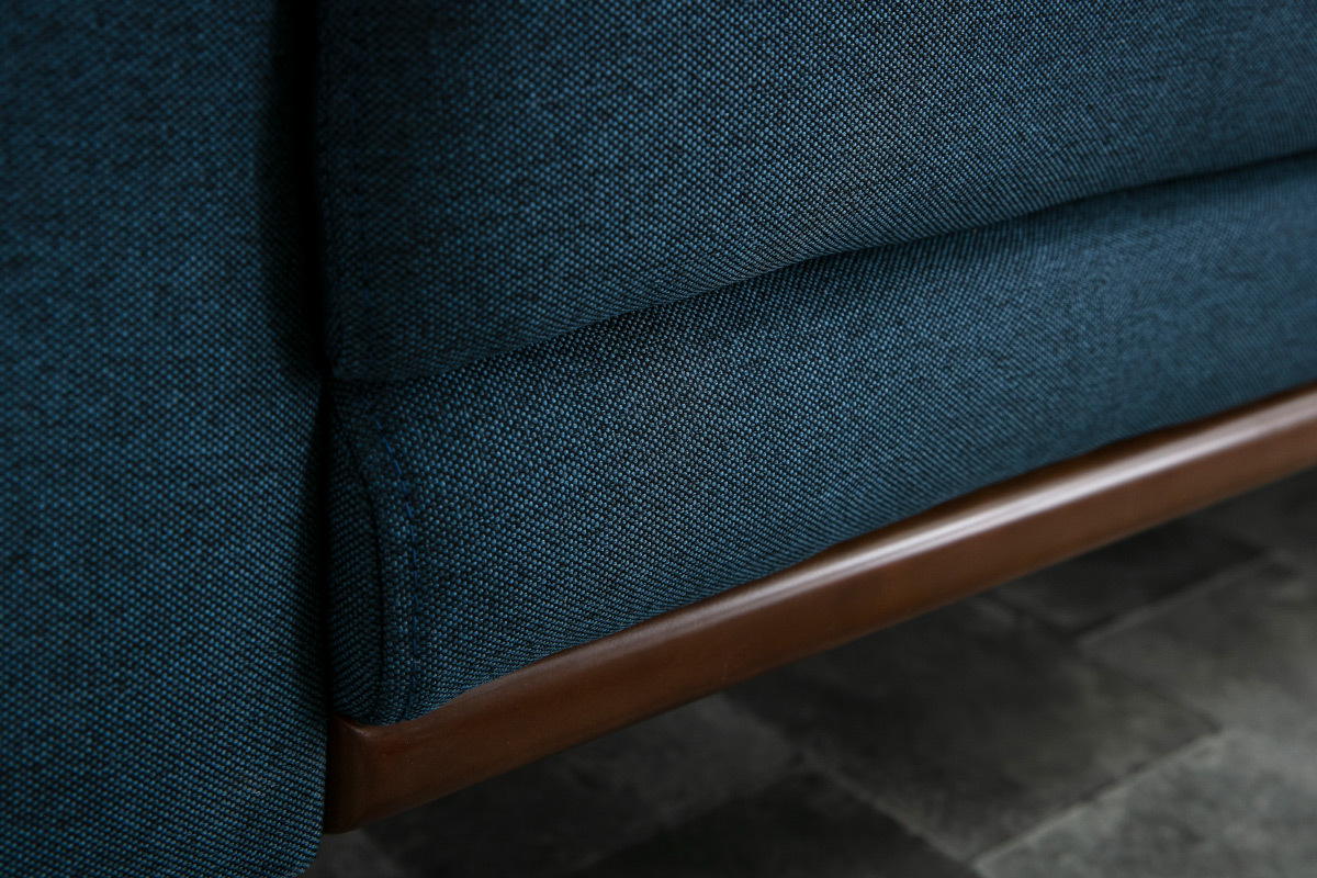 Design-Sofa 2 Pltze Stoff Blau und Fe Nussbaum EKTOR