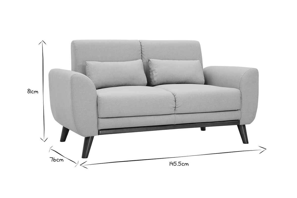 Design-Sofa 2 Pltze Stoff Blau und Fe Nussbaum EKTOR