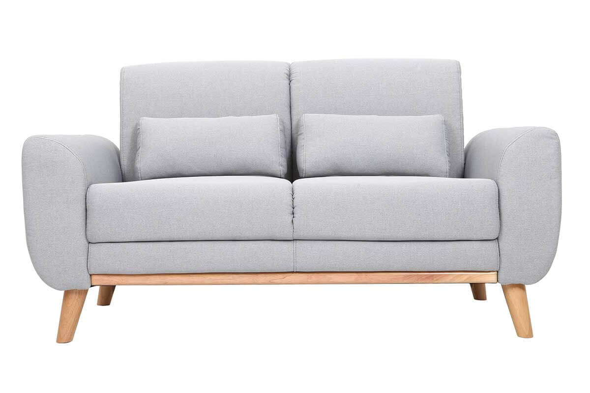 Design-Sofa 2 Pltze Stoff Grau Eichenbeine EKTOR