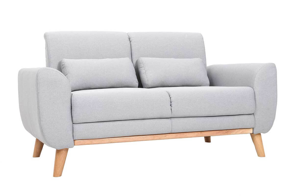 Design-Sofa 2 Pltze Stoff Grau Eichenbeine EKTOR