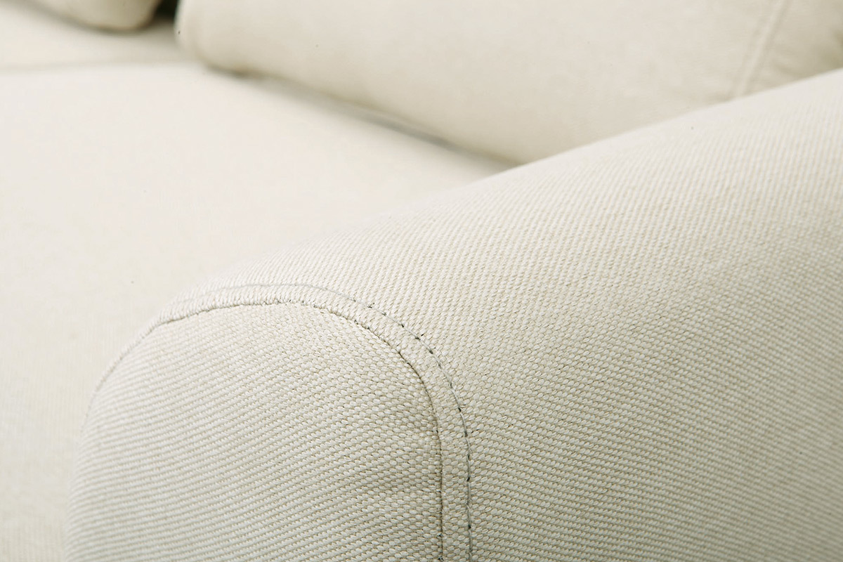 Design-Sofa 2 Pltze Stoff naturfarben und Eichenbeine EKTOR