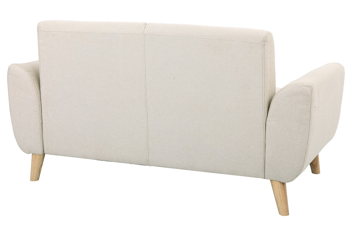 Design-Sofa 2 Pltze Stoff naturfarben und Eichenbeine EKTOR