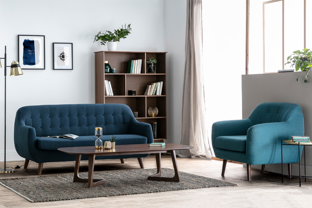 Design-Sofa 3 Pltze Blau YNOK