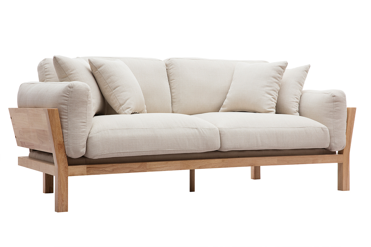 Design-Sofa 3 Pltze Cremewei Holzbeine KYO