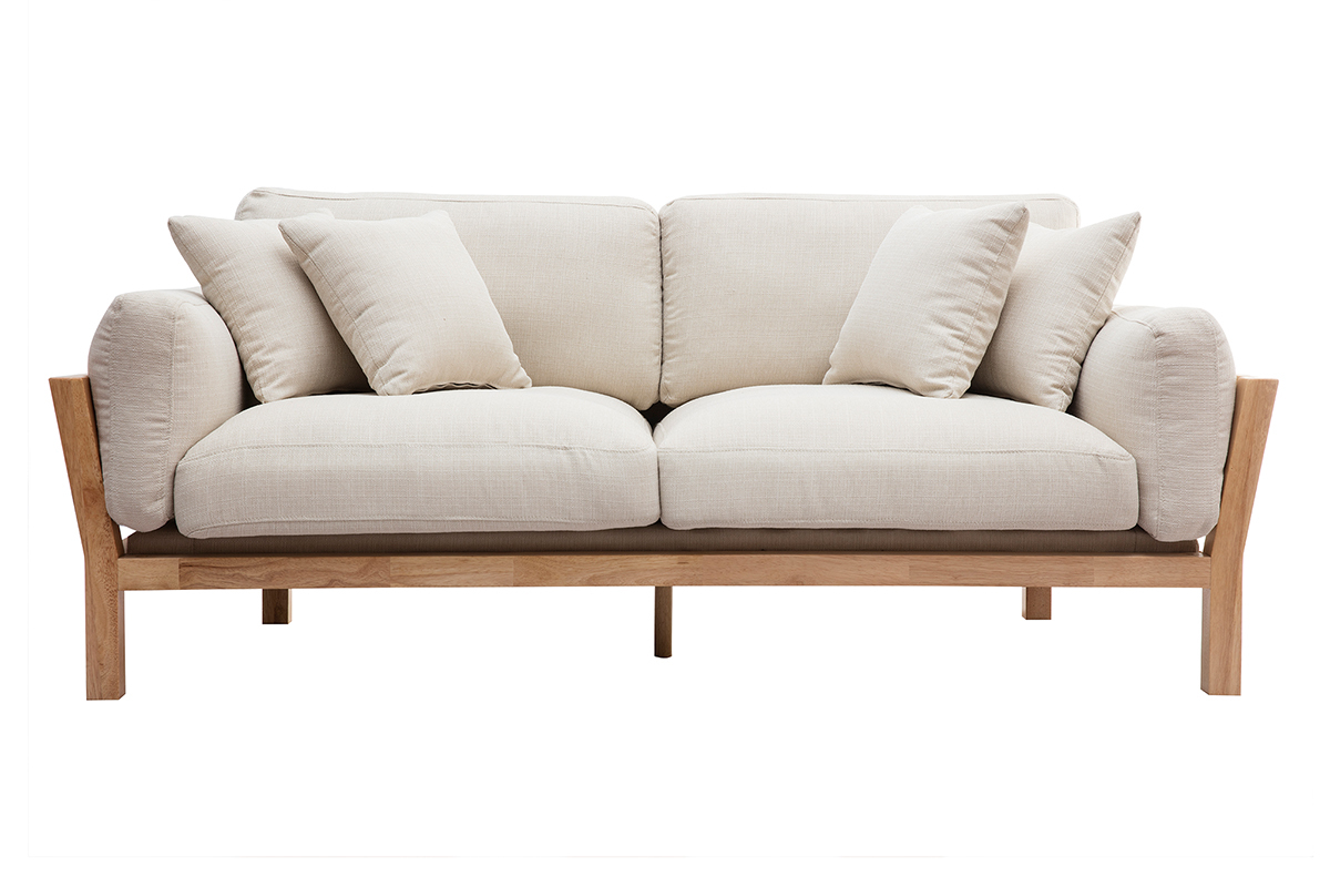 Design-Sofa 3 Pltze Cremewei Holzbeine KYO