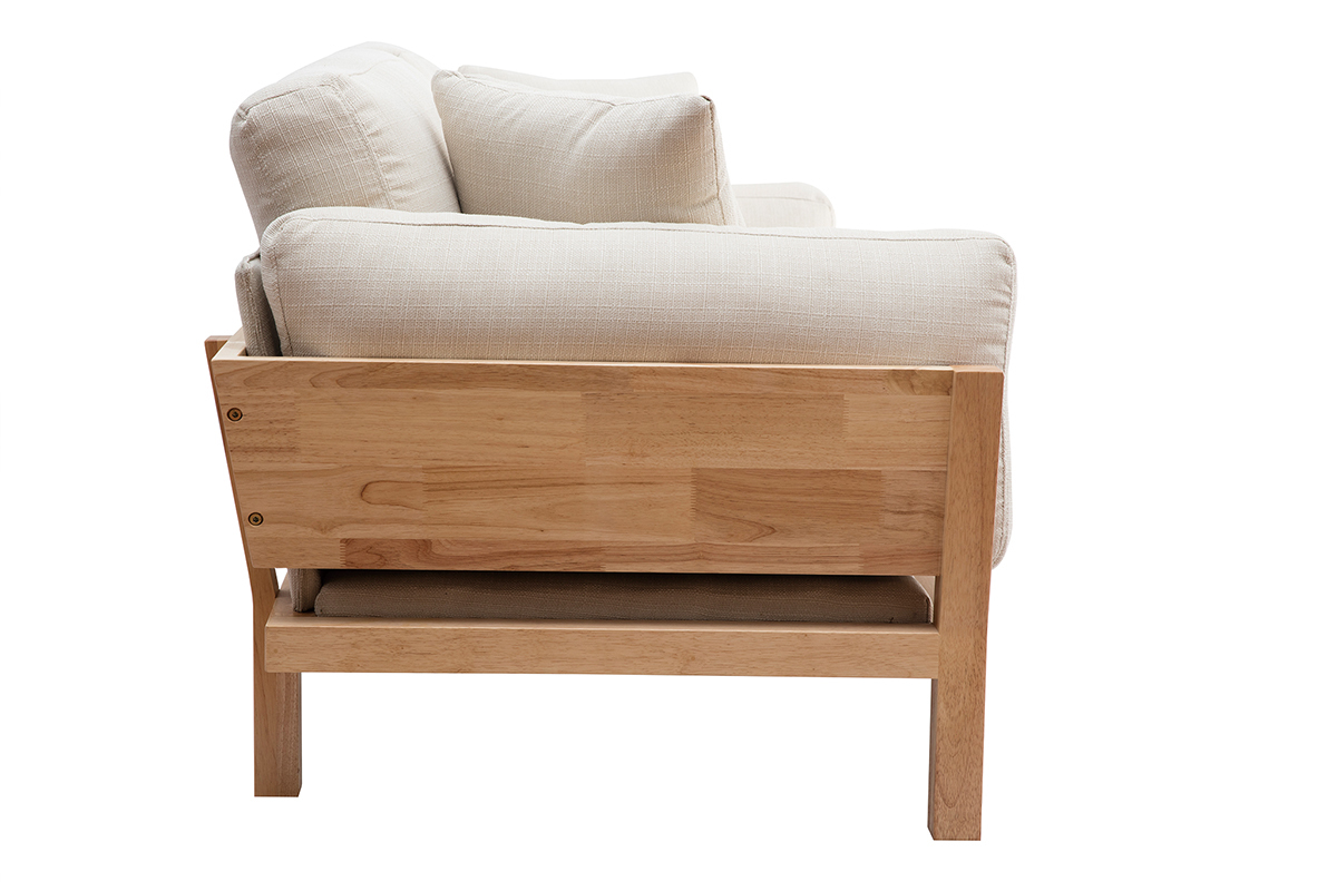 Design-Sofa 3 Pltze Cremewei Holzbeine KYO