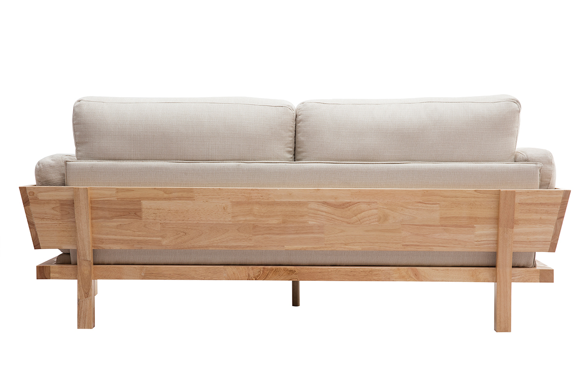 Design-Sofa 3 Pltze Cremewei Holzbeine KYO