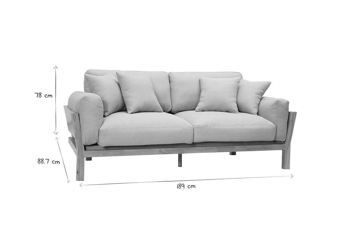 Design-Sofa 3 Pltze Cremewei Holzbeine KYO