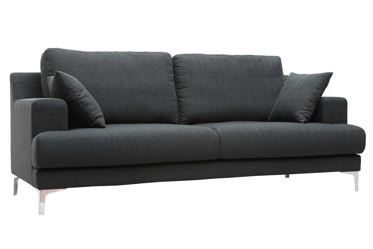 Design-Sofa 3 Pltze dunkelgrauer Stoff BOMEN