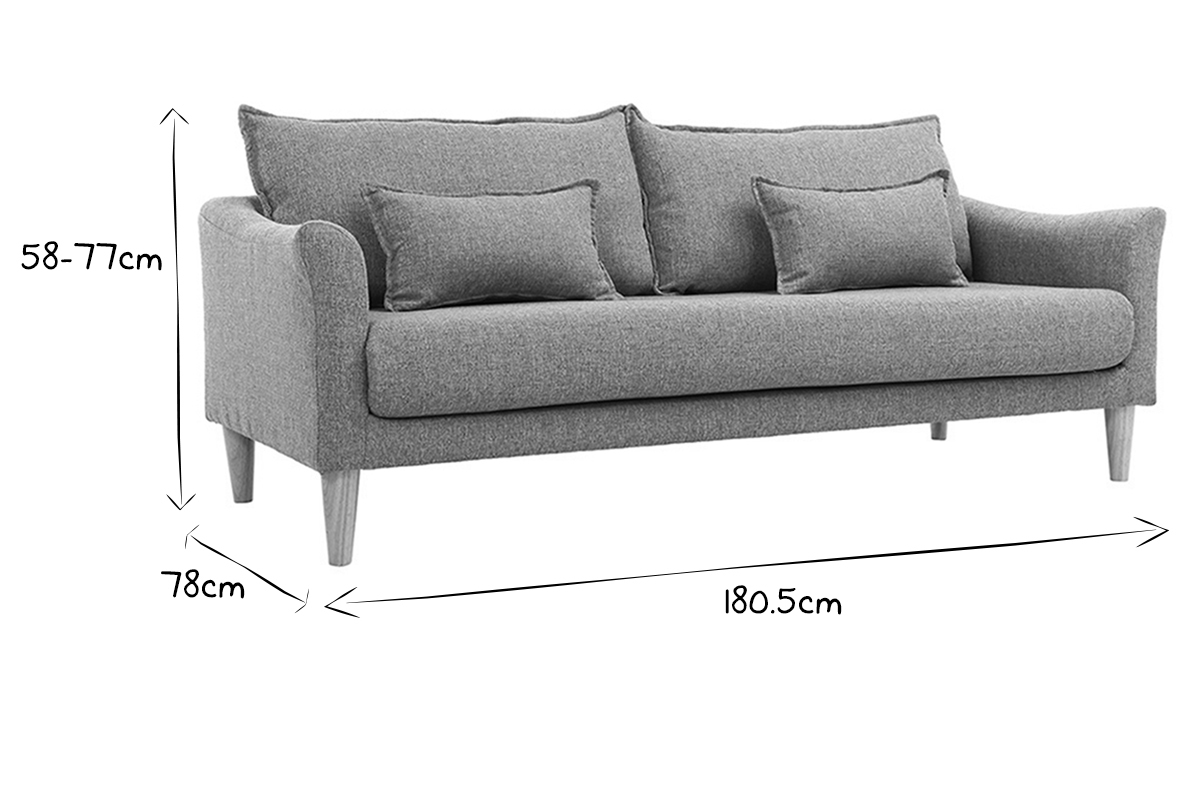 Design-Sofa 3 Pltze Grau KATE