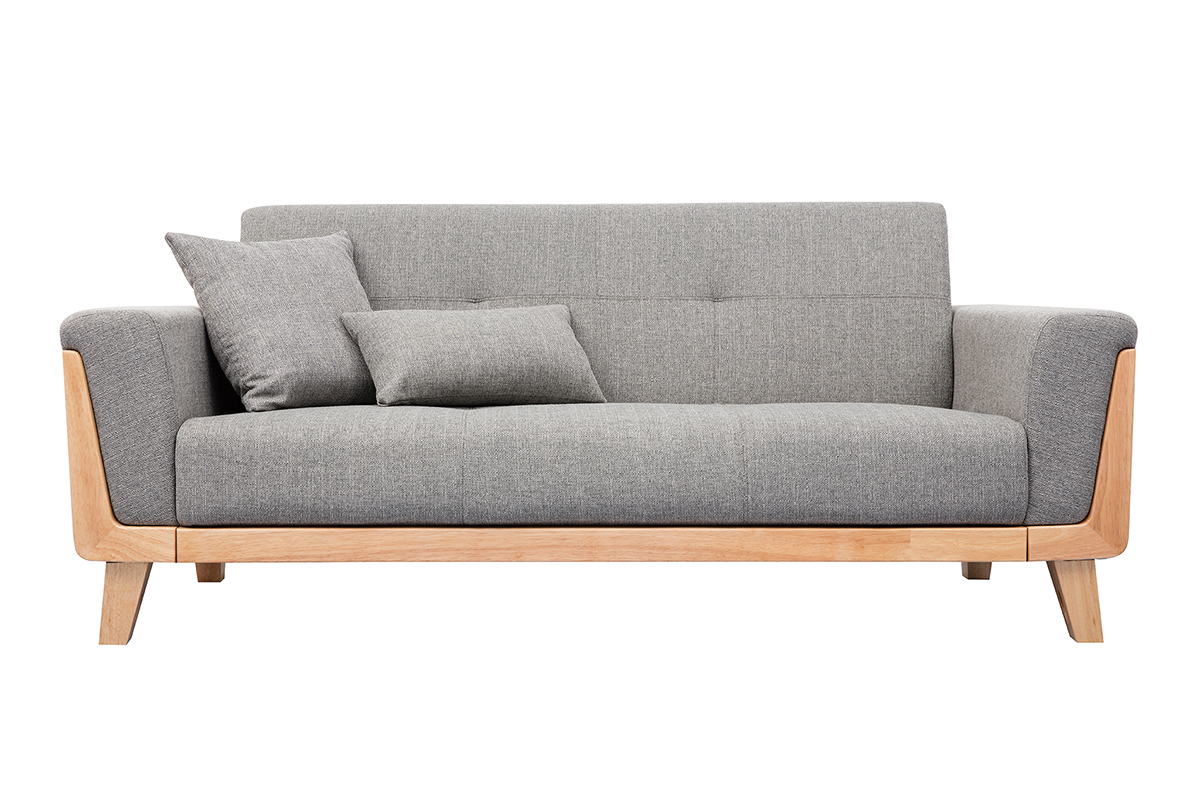 Design-Sofa 3 Pltze Hellgrau Holzbeine FJORD