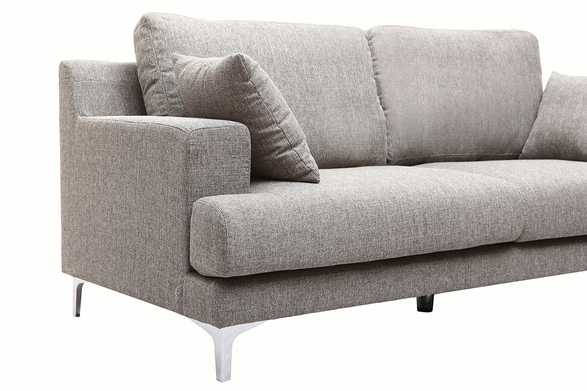 Design-Sofa 3 Pltze hellgrauer Stoff BOMEN