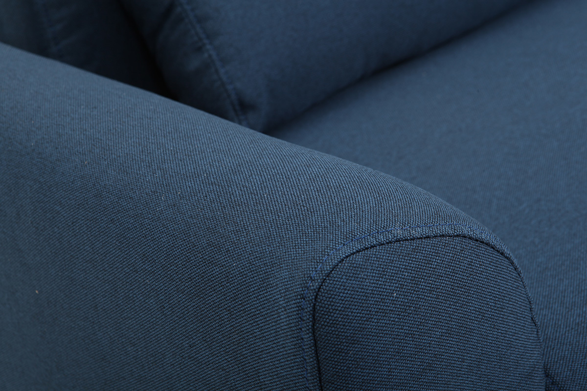 Design-Sofa 3 Pltze Stoff Blau Beine Nussbaum EKTOR