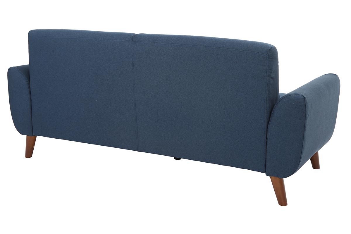 Design-Sofa 3 Pltze Stoff Blau Beine Nussbaum EKTOR