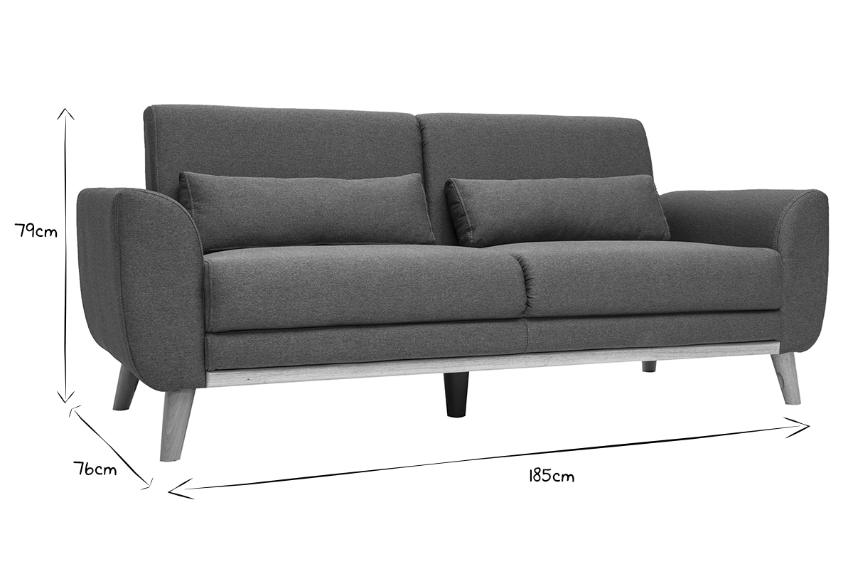 Design-Sofa 3 Pltze Stoff dunkelgrauer EKTOR